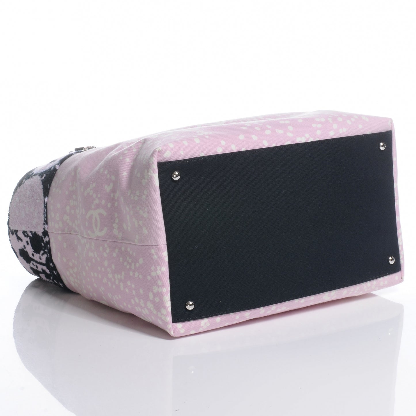 Terry Cotton and Canvas CC Print Large Tote Pink Black