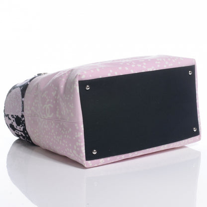 Chanel Terry Cotton and Canvas CC Print Large Tote Pink Black 4 of 7