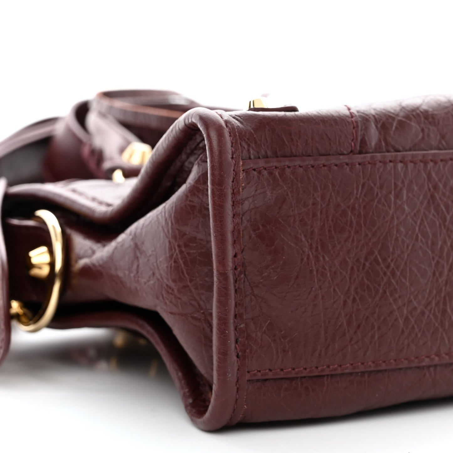 Agneau Classic Gold Hardware Mini City Burgundy