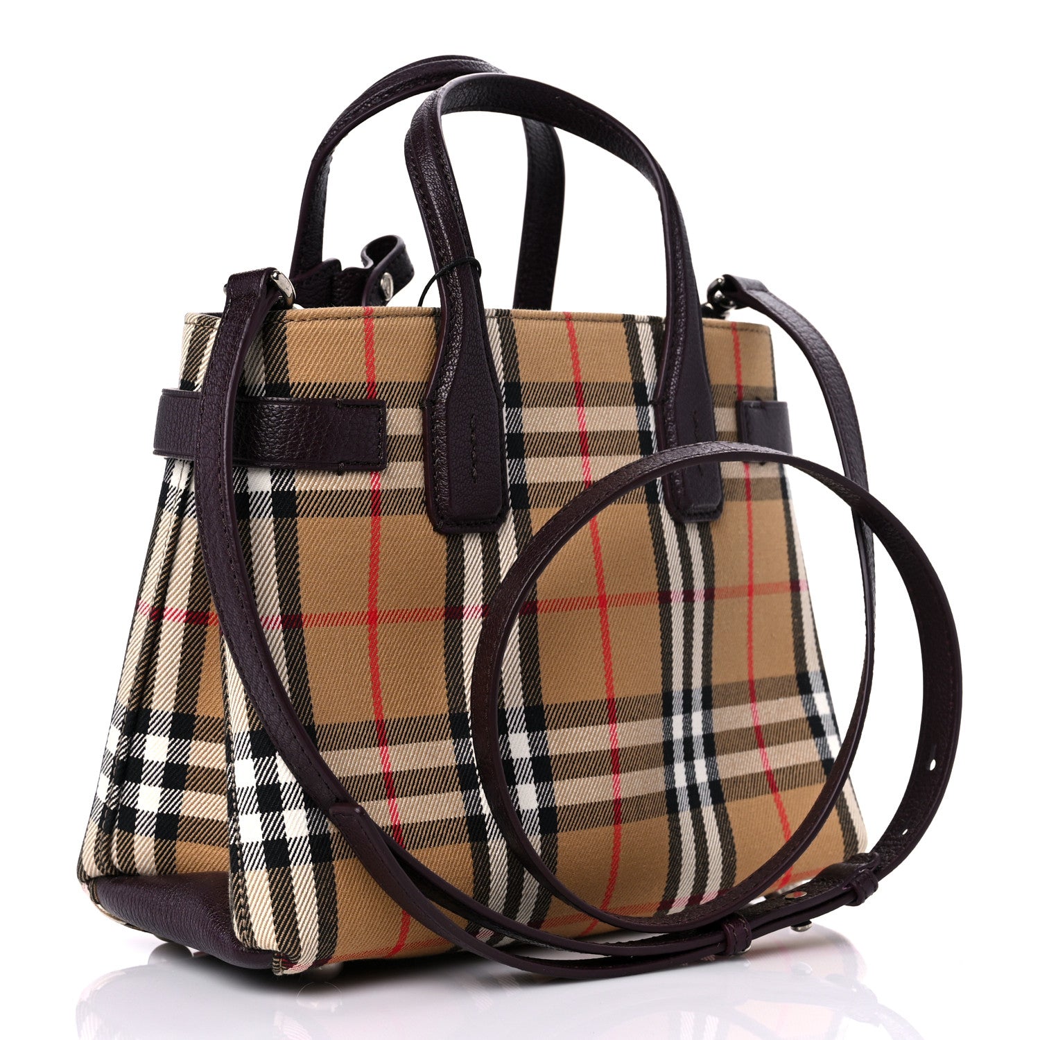 Burberry Goatskin Vintage Check Small Banner Tote Black 2 of 8