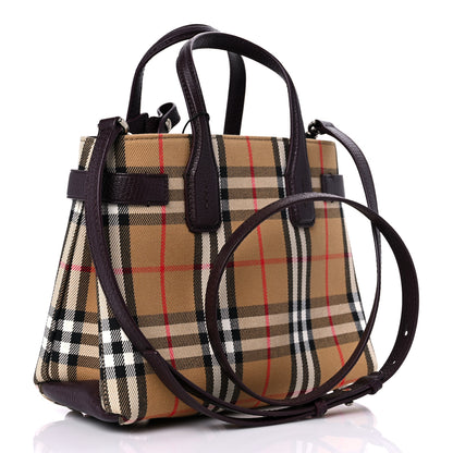 Burberry Goatskin Vintage Check Small Banner Tote Black 2 of 8