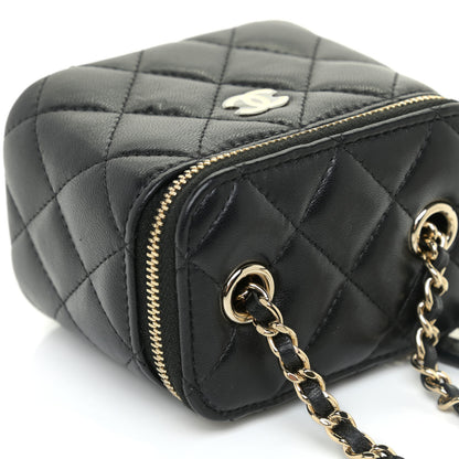 Chanel Lambskin Quilted Mini Vanity Case With Chain Black 16 of 20