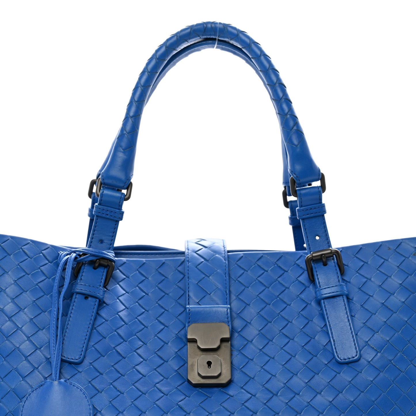 Light Calf Intrecciato Medium Roma Signal Blue