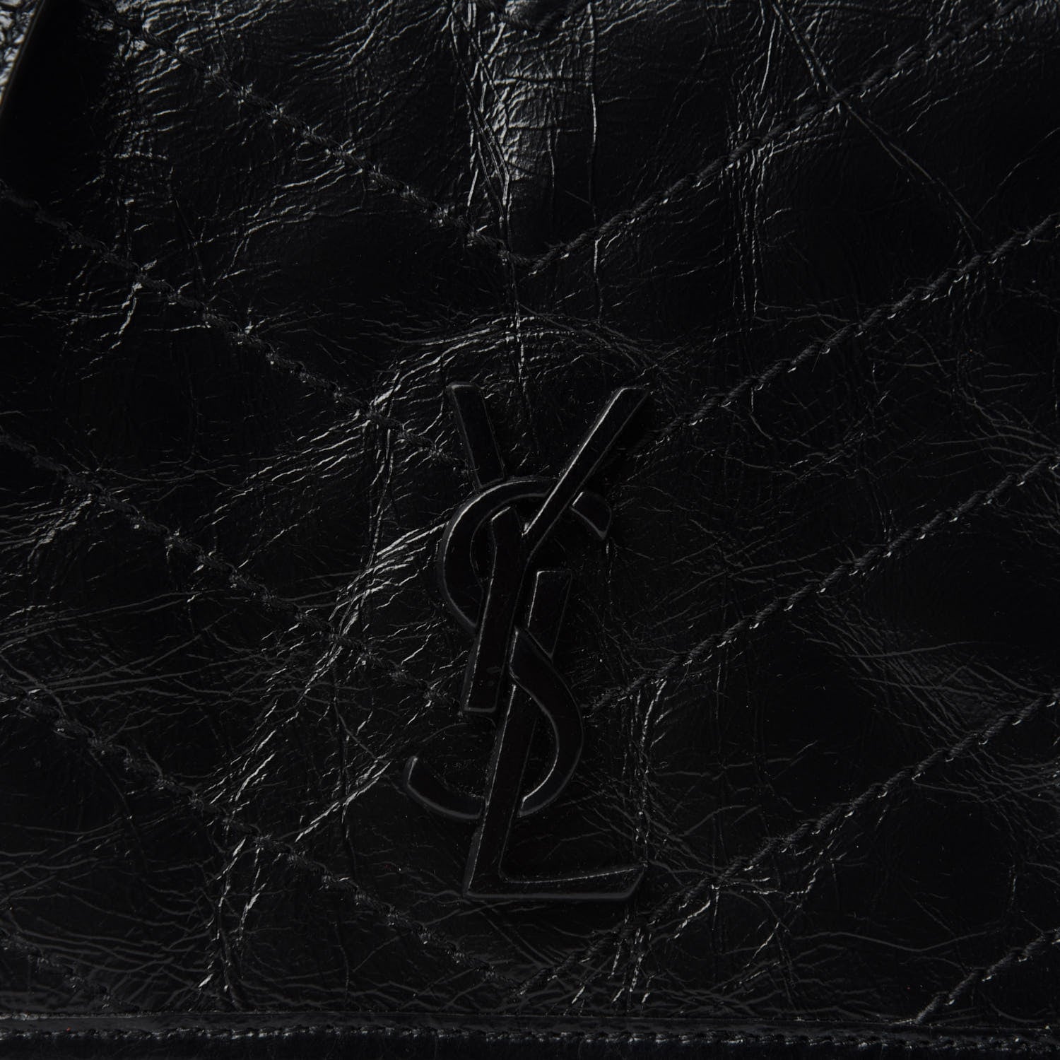 Saint Laurent Crinkled Calfskin Matelasse Monogram Niki Chain Wallet Black 10 of 10
