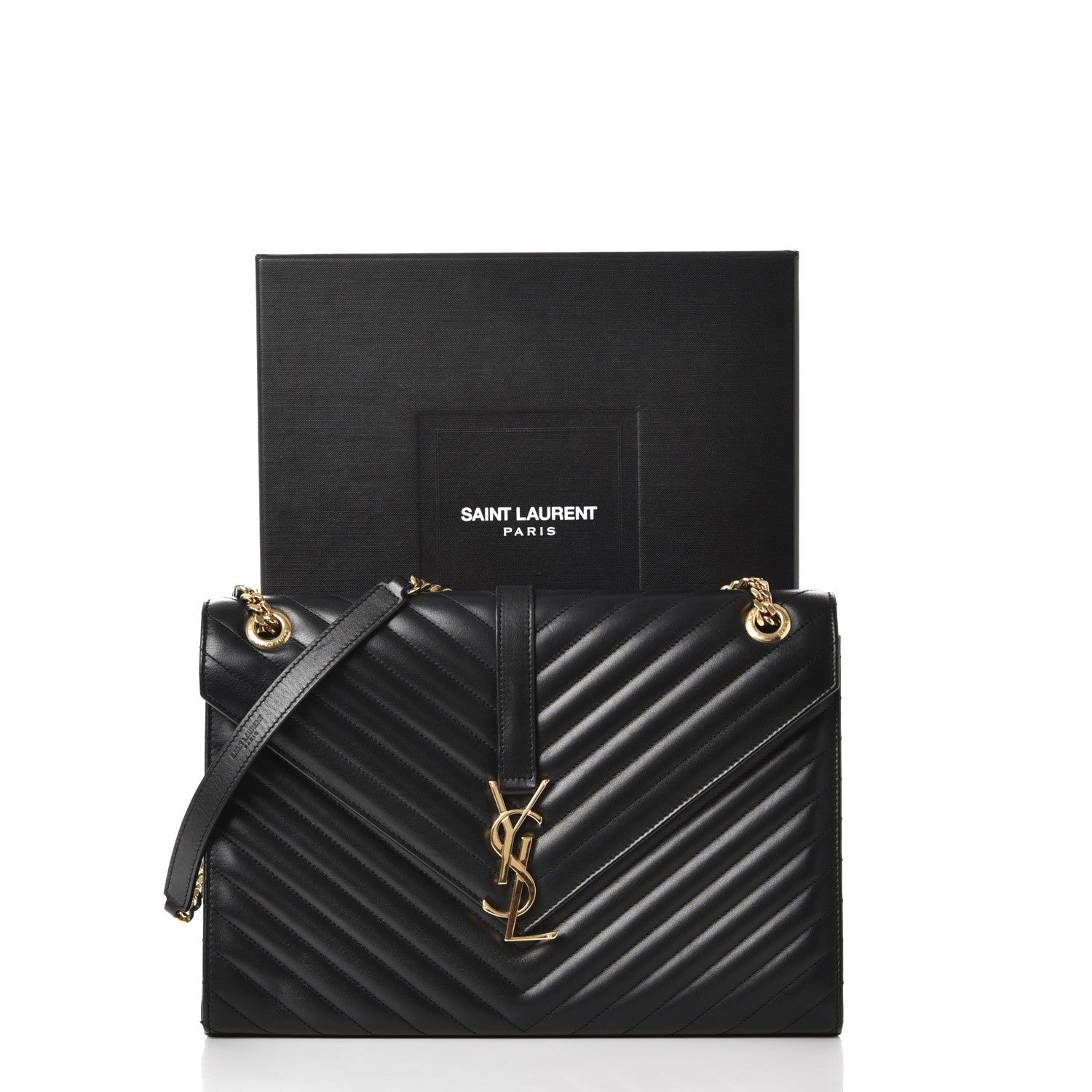 Saint Laurent Smooth Calfskin Matelasse Large Monogram Satchel Black 10 of 10