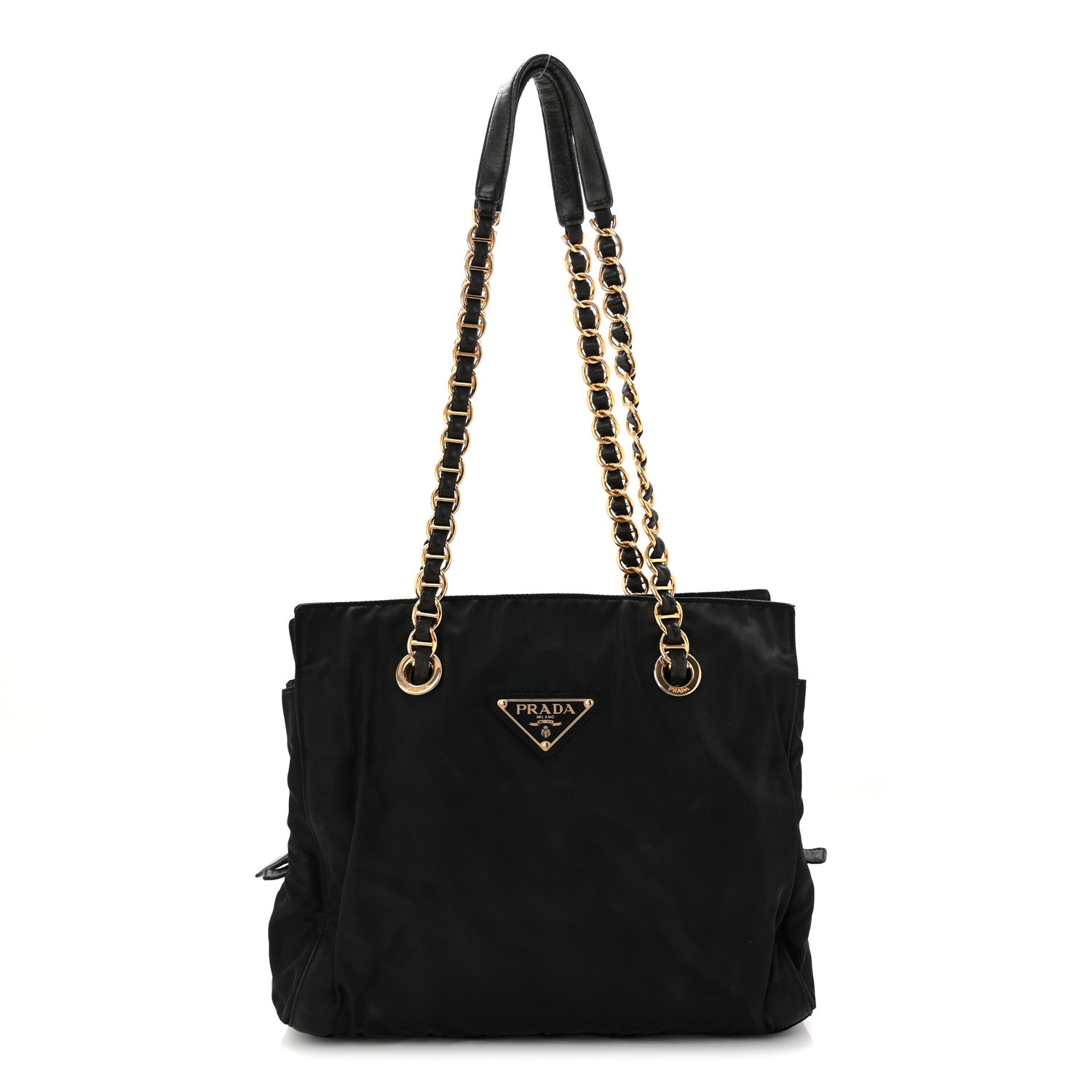 Prada Tessuto Nylon Catena Chain Shoulder Bag Black 1 of 11