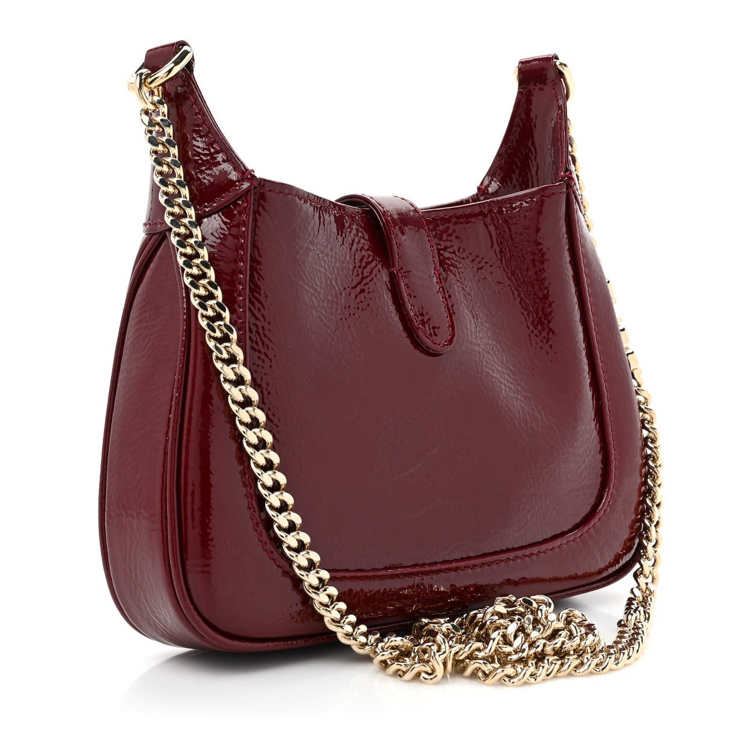 Gucci Crinkled Patent Mini Jackie Notte Bag Rosso Ancora Red 3 of 10