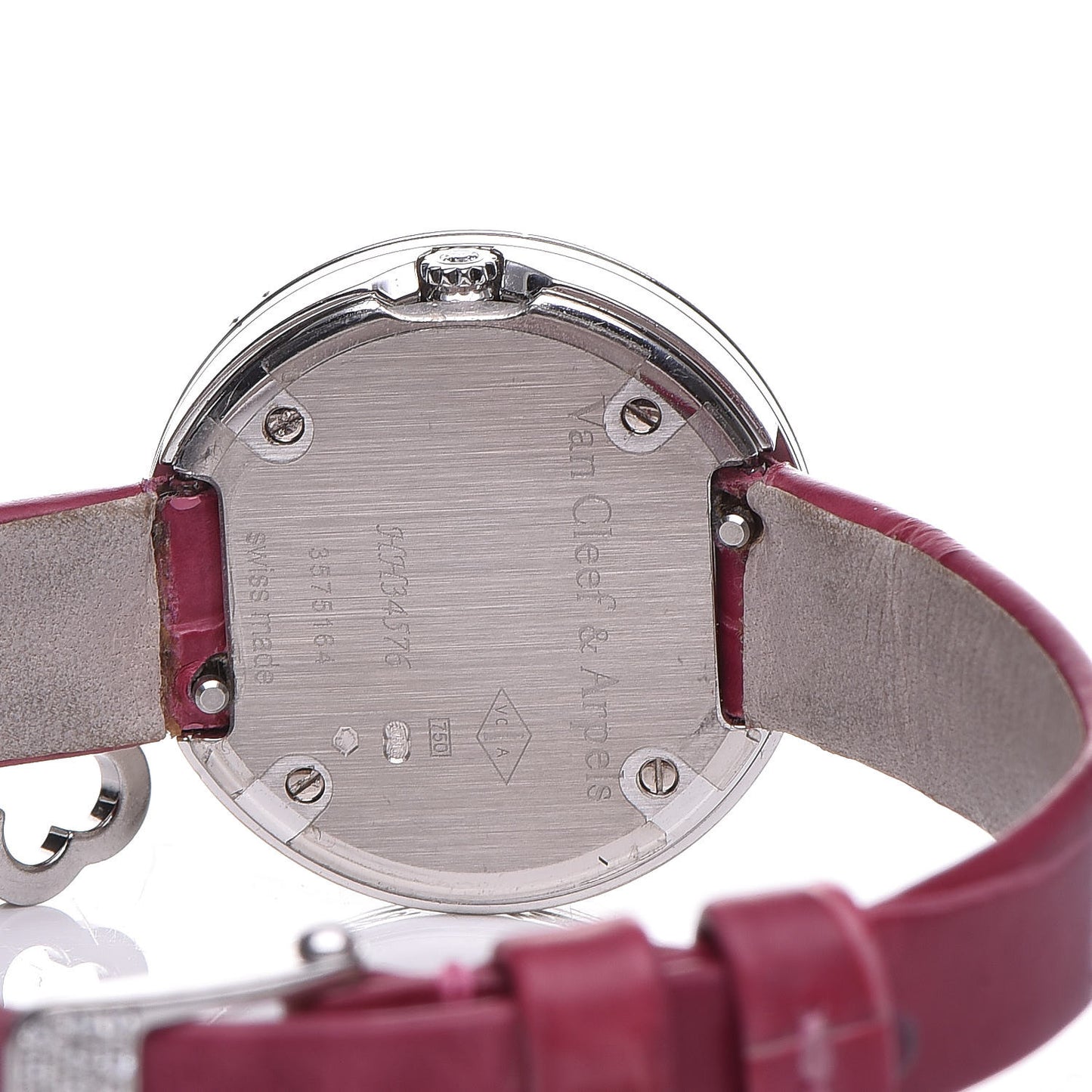 18K White Gold Alligator Diamond Bezel 25mm Charms Quartz Watch