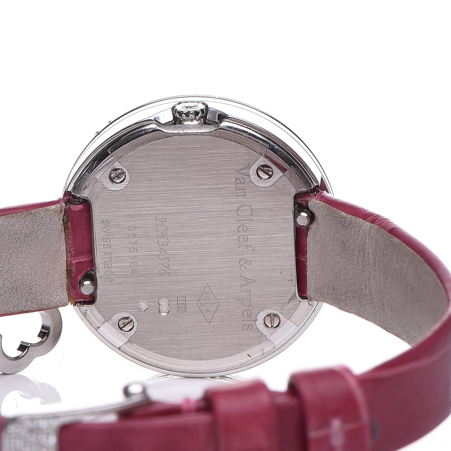Van Cleef & Arpels 18K White Gold Alligator Diamond Bezel 25mm Charms Quartz Watch 5 of 7