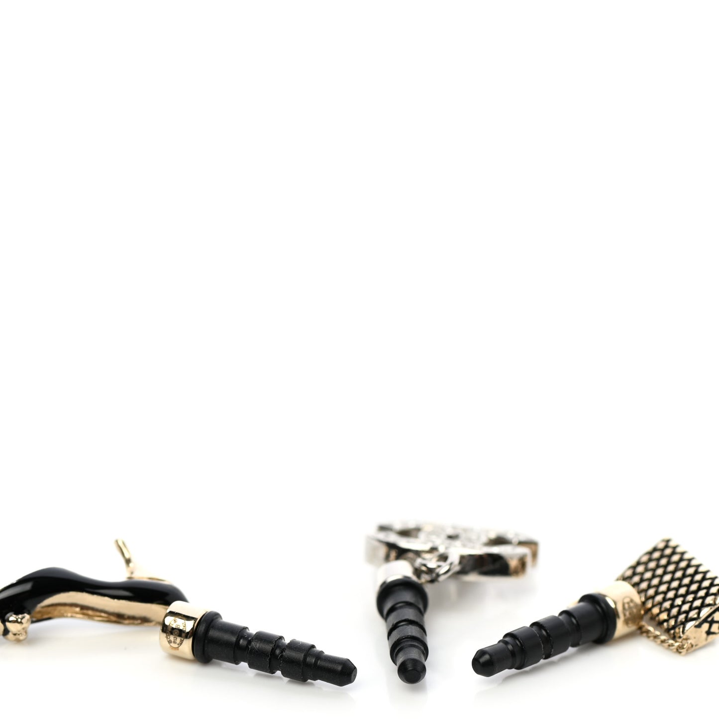 Crystal CC Dangle Earphone Charms Gold