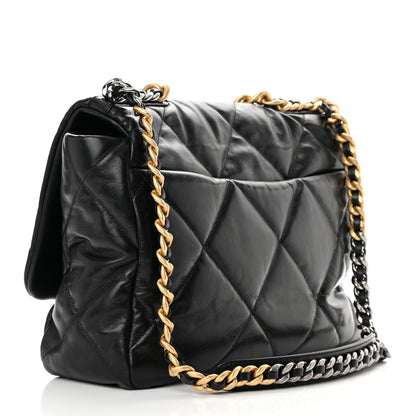 Chanel Goatskin Quilted Maxi Chanel 19 Flap Black 3 of 13