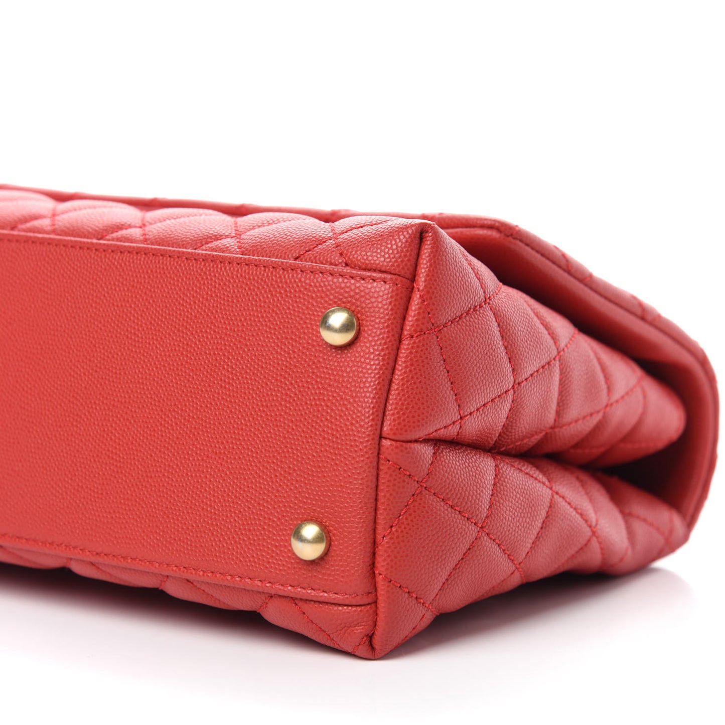 Caviar Quilted Small Coco Handle Flap Red