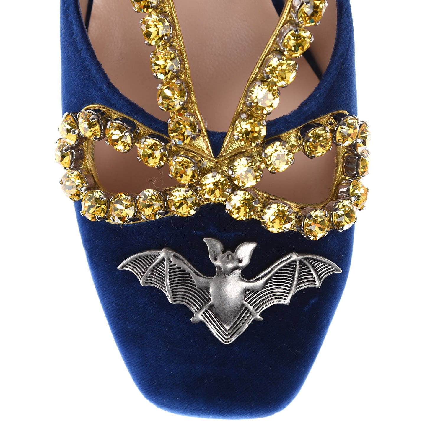 Gucci Velvet Crystal Bat Pumps 37 Blue 8 of 8