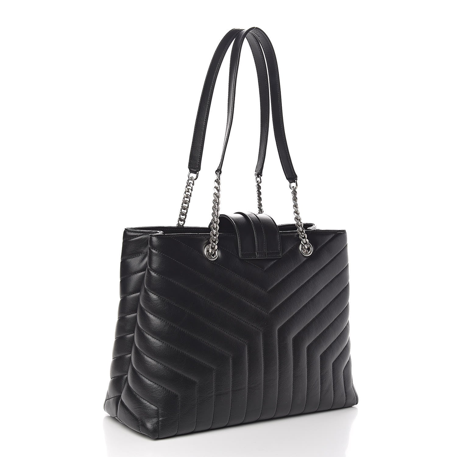 Saint Laurent Calfskin Y Quilted Monogram Large Loulou Shopper Black 3 of 10