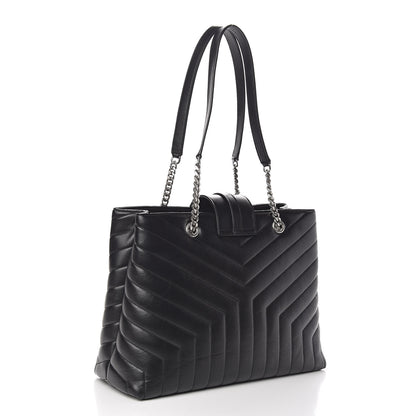Saint Laurent Calfskin Y Quilted Monogram Large Loulou Shopper Black 3 of 10