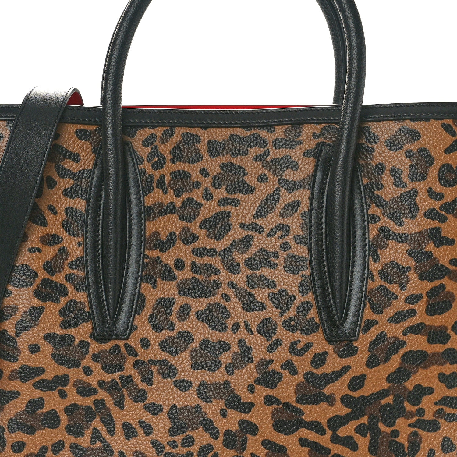 Christian Louboutin Calfskin Leopard Jacquard Spiked Medium Paloma Black 8 of 10