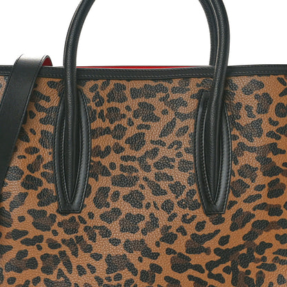 Christian Louboutin Calfskin Leopard Jacquard Spiked Medium Paloma Black 8 of 10