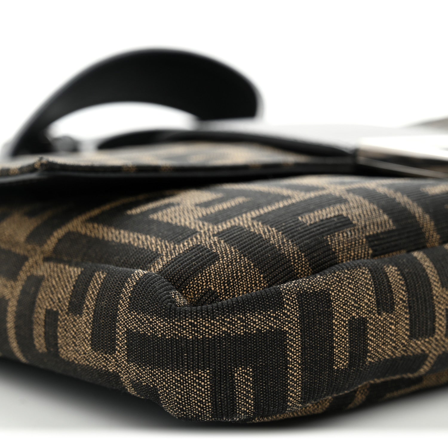 Fendi Fabric Jacquard FF 1974 Belt Baguette Bag Tobacco Moro Black 8 of 10