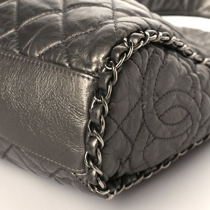 Chanel Metallic Calfskin Quilted Medium Chain Me Hobo Dark Silver 8 of 12