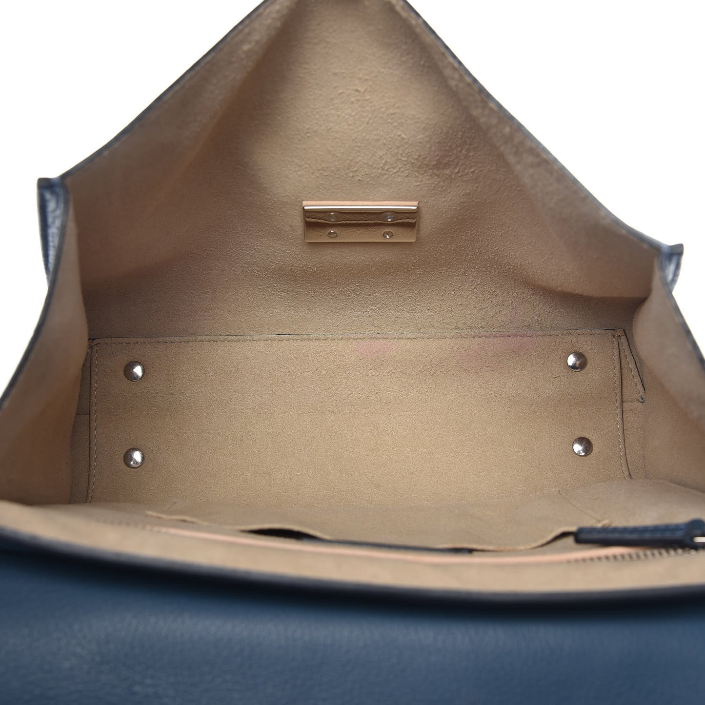 Grained Calfskin Small Shark Lock Satchel Mineral Blue