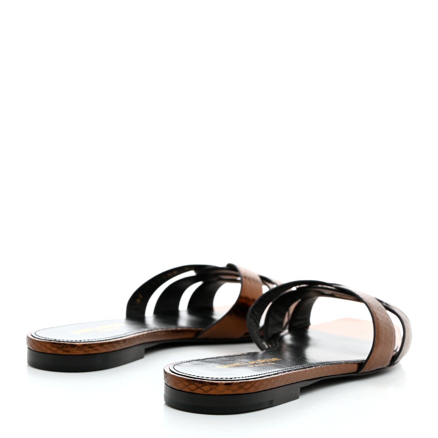 Metallic Snakeskin Tribute 05 Slide Sandals 37.5 Kanyon Bronze