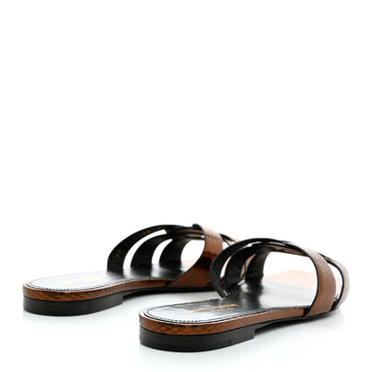 Saint Laurent Metallic Snakeskin Tribute 05 Slide Sandals 37.5 Kanyon Bronze 4 of 9