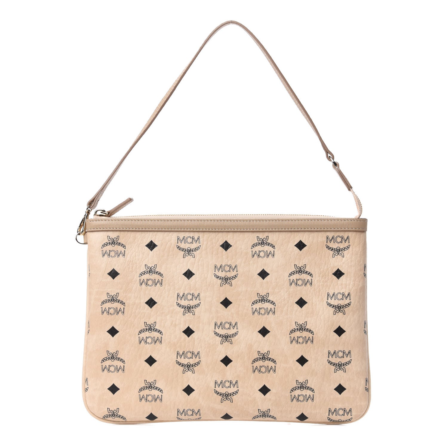 MCM Visetos Liz Shopper Tote Pouch Beige 1 of 6
