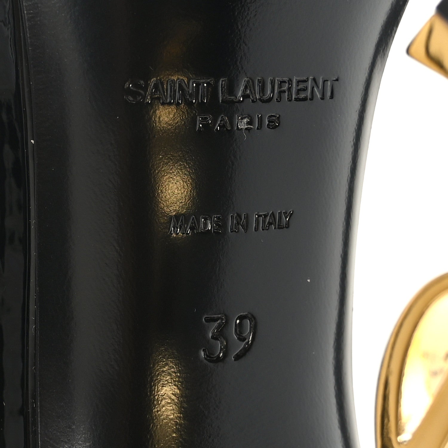 Saint Laurent Patent Calfskin Opyum 110 Sandals 39 Black Gold 7 of 8