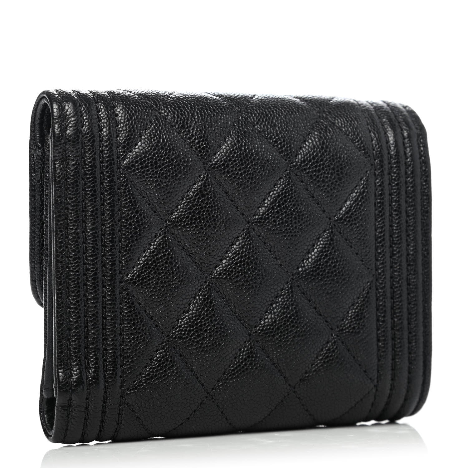 Chanel Caviar Quilted Compact Boy Wallet Black 2 of 4