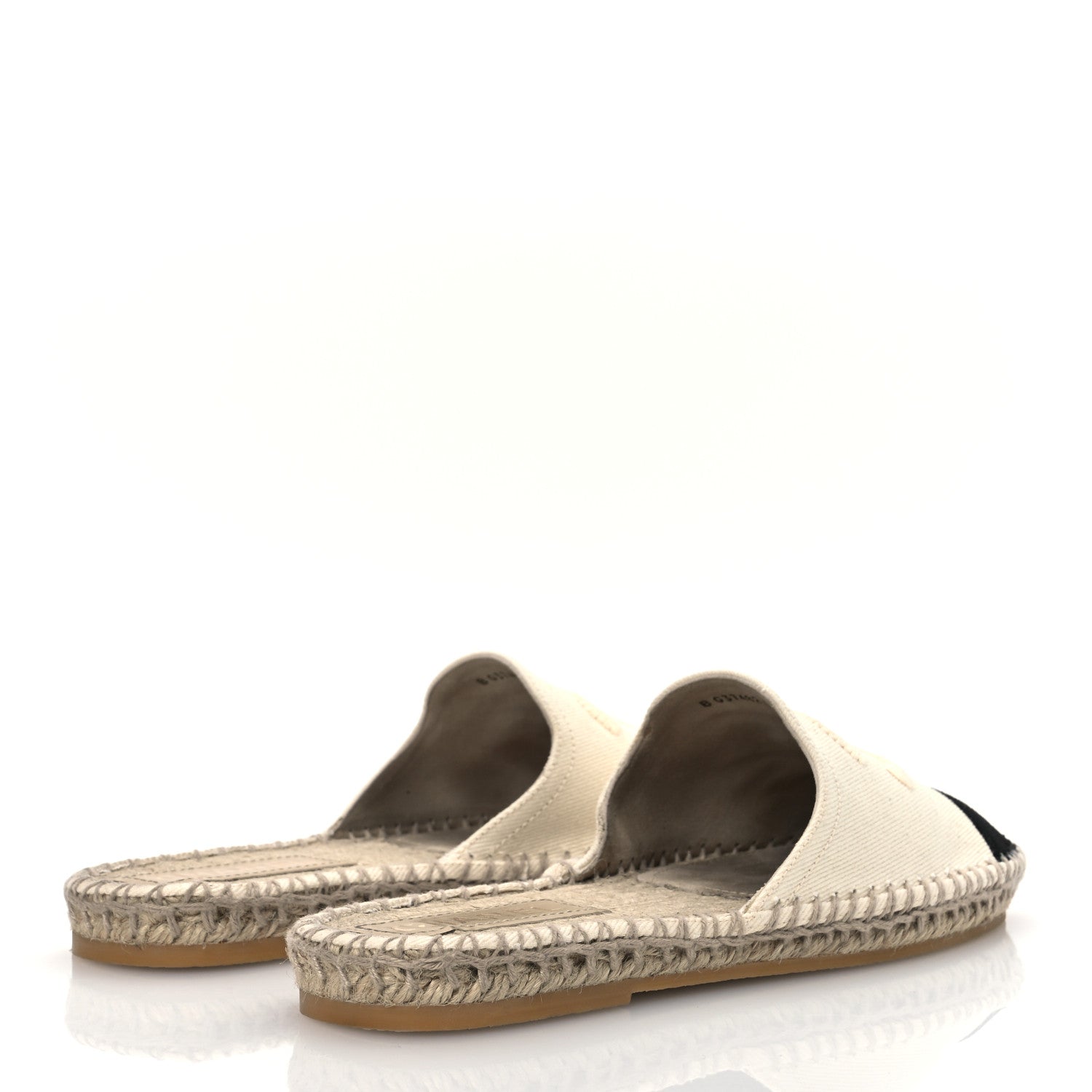 Chanel Denim CC Espadrille Mules 37 White Black 5 of 14