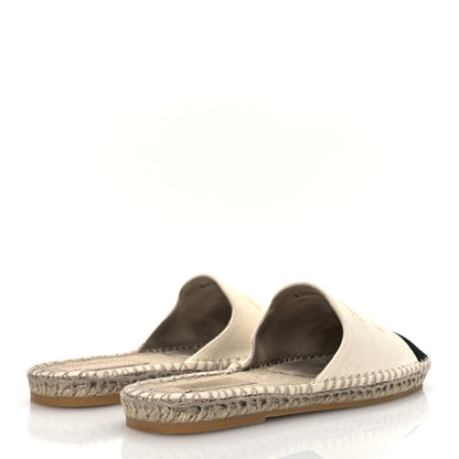 Chanel Denim CC Espadrille Mules 37 White Black 5 of 14