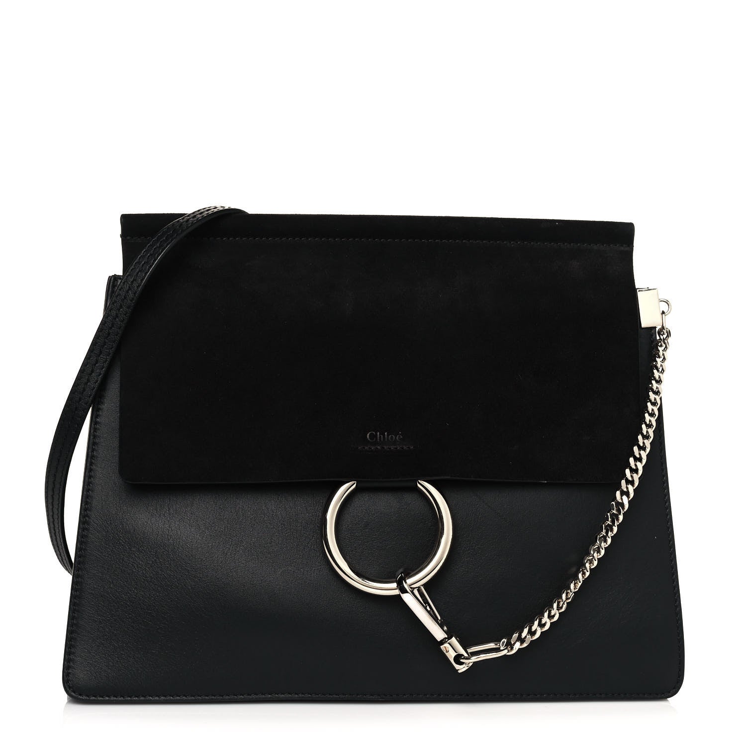 Chloe Suede Calfskin Medium Faye Shoulder Bag Black 1 of 14