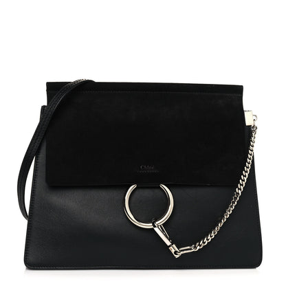Chloe Suede Calfskin Medium Faye Shoulder Bag Black 1 of 14