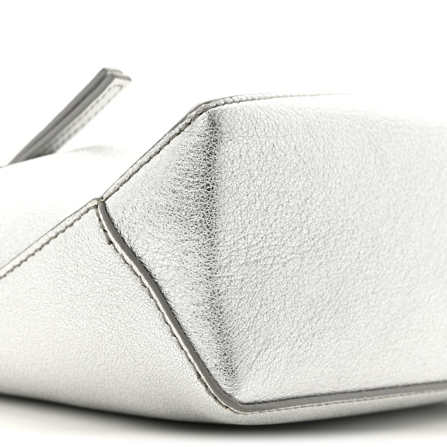 Laminated Lambskin Mini Puzzle Edge Bag Silver