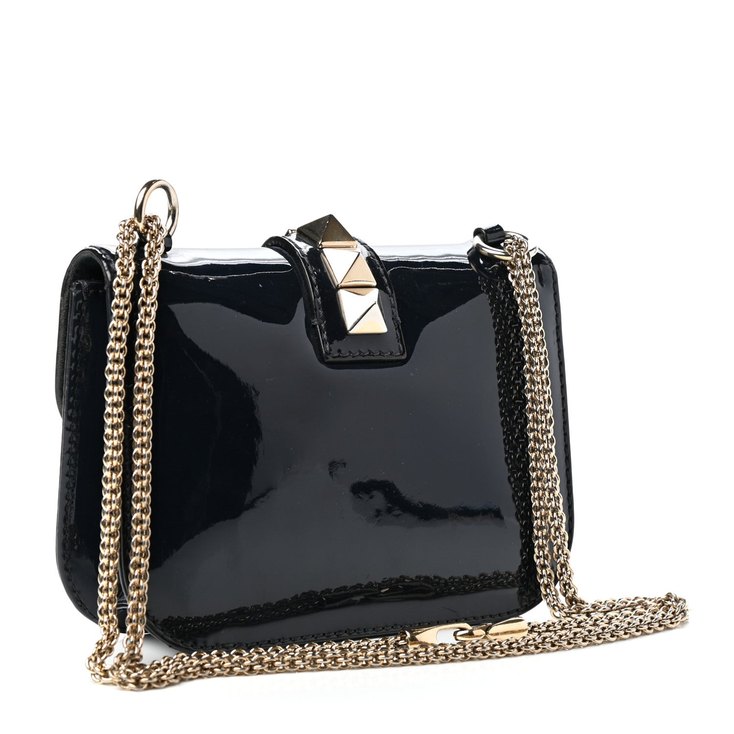 Valentino Garavani Patent Small Glam Lock Rockstud Flap Marine 3 of 9