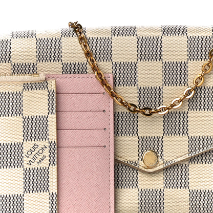 Louis Vuitton Damier Azur Pochette Felicie Chain Wallet Rose Ballerine 8 of 13