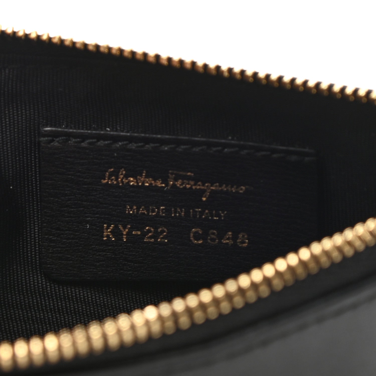 Salvatore Ferragamo Pebbled Calfskin Gancini Zip Card Holder Black 6 of 6