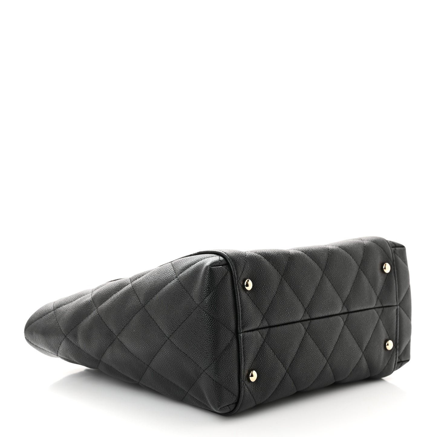 Caviar Quilted Small Shopping Tote Black