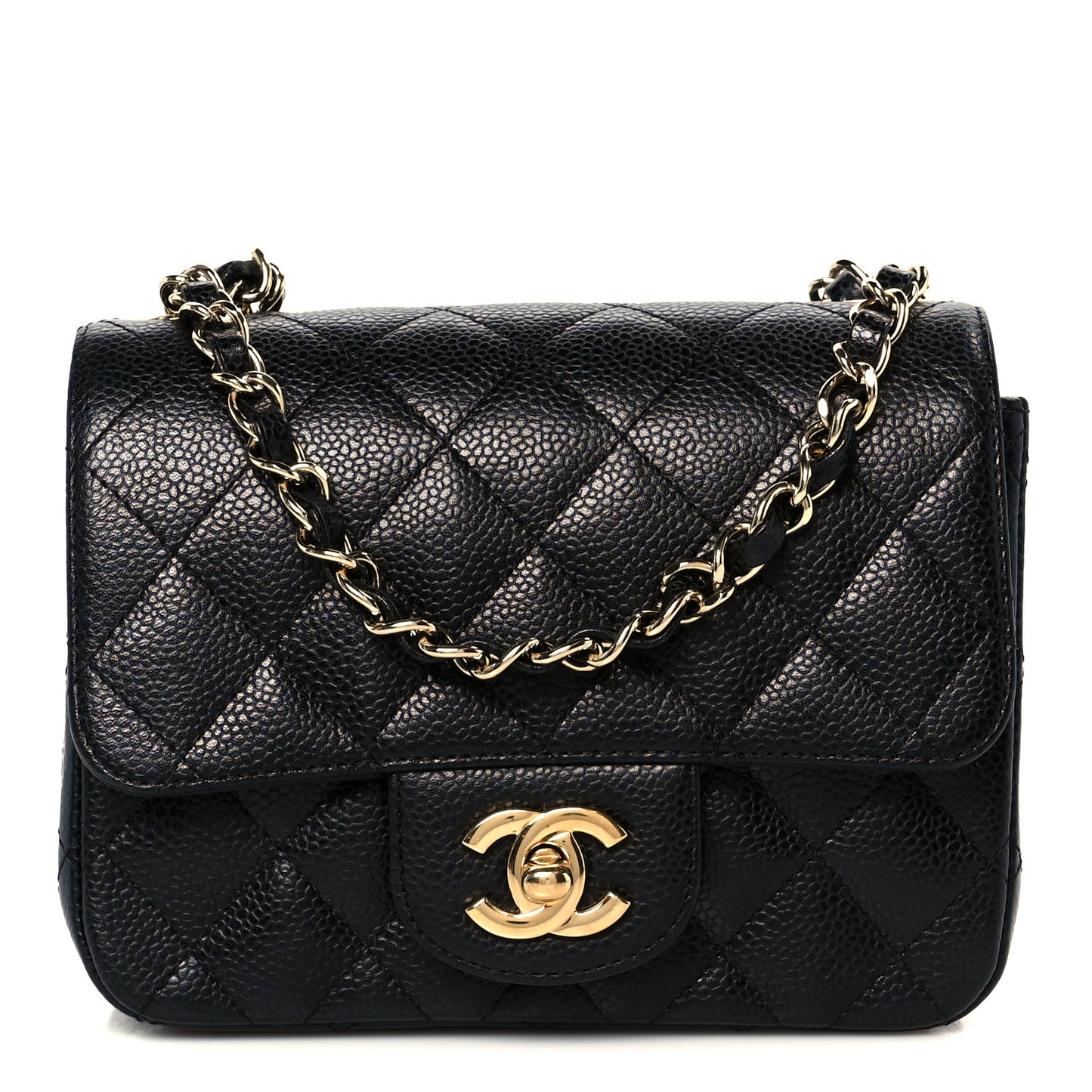 Caviar Quilted Mini Square Flap Black
