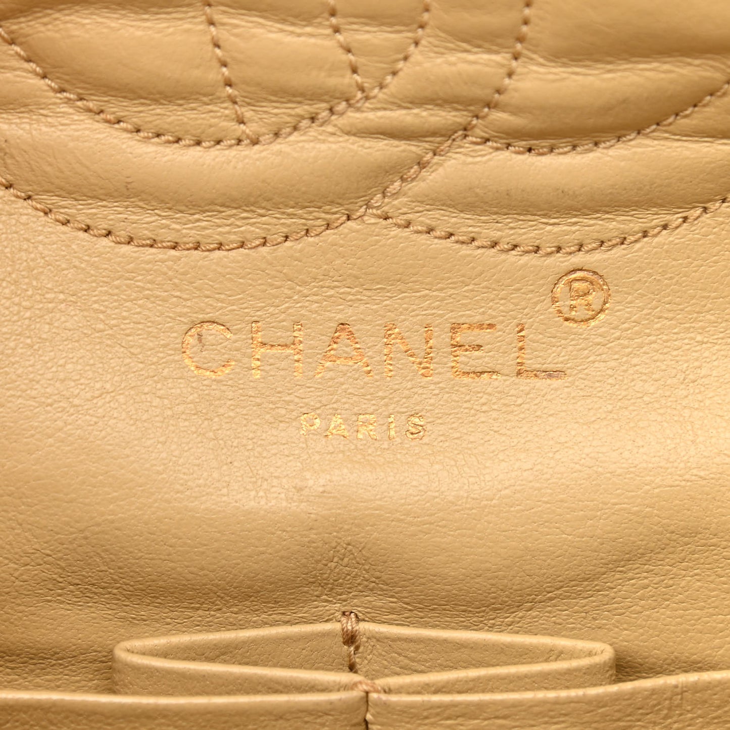 Lambskin Quilted Small Double Flap Beige