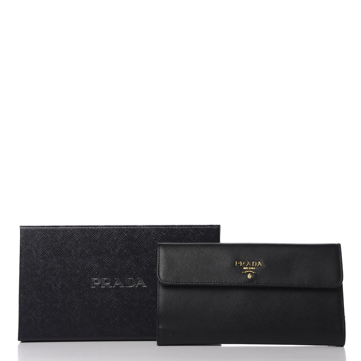 Prada Saffiano Metal Continental Flap Wallet Black 8 of 8