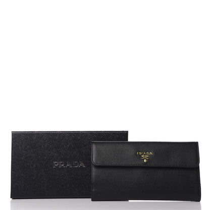 Prada Saffiano Metal Continental Flap Wallet Black 8 of 8