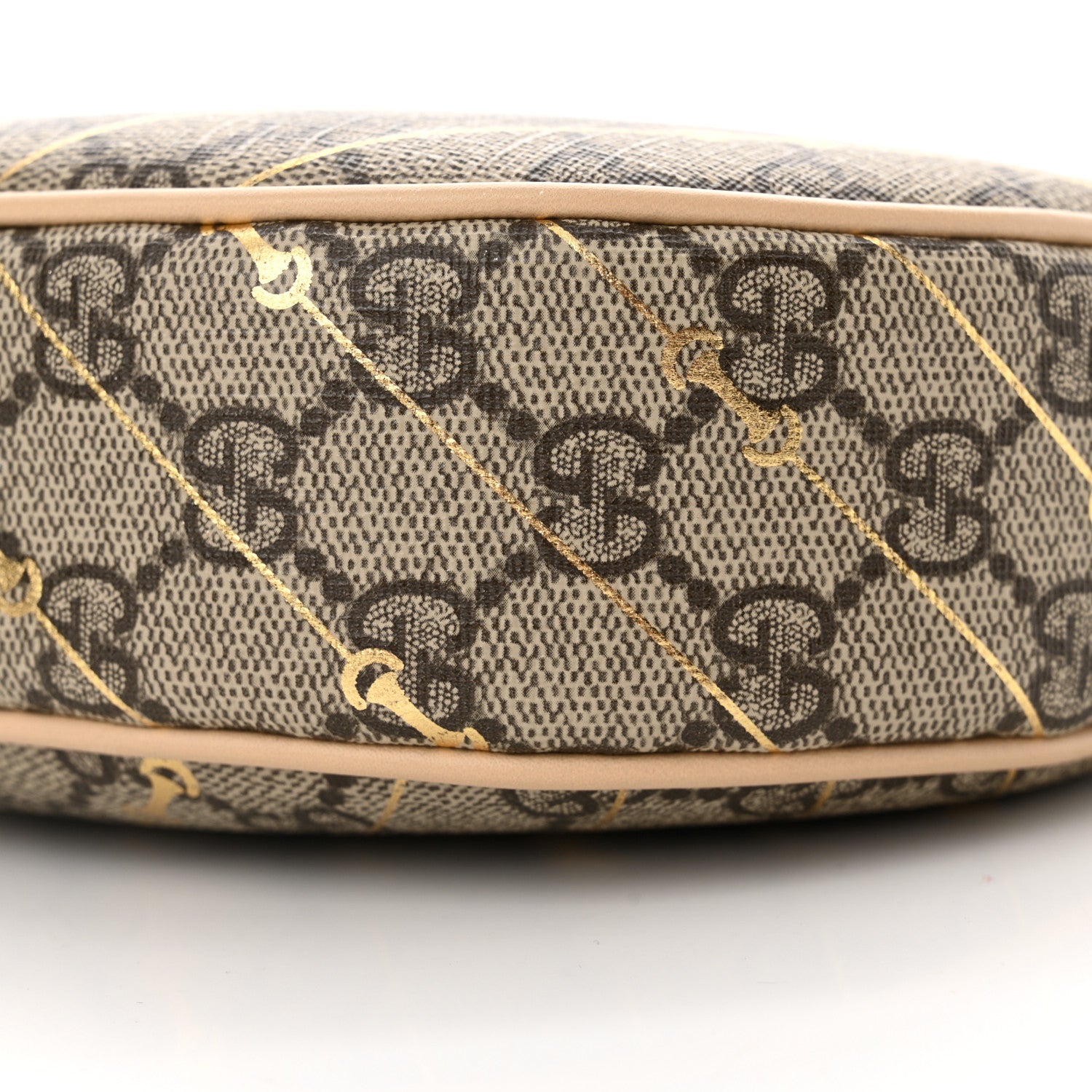 Gucci GG Supreme Monogram Calfskin Horsebit Print Mini Ophidia Half Moon Hobo Beige Ebony Light Pink 9 of 9