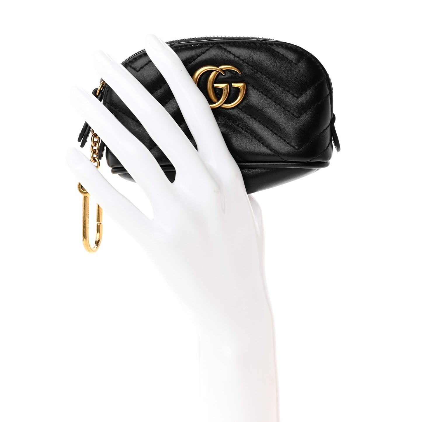 Calfskin Matelasse GG Marmont Key Pouch Black