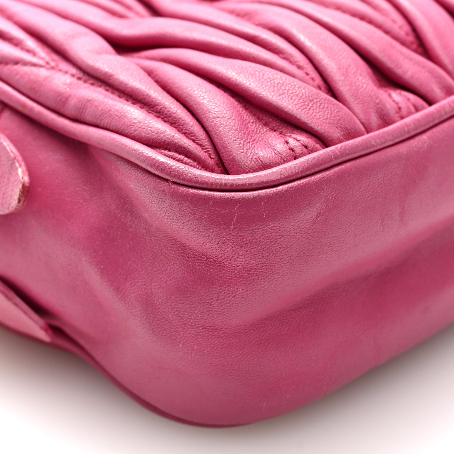 Miu Miu Vitello Lux Matelasse Double Zip Shoulder Bag Peonia 9 of 10