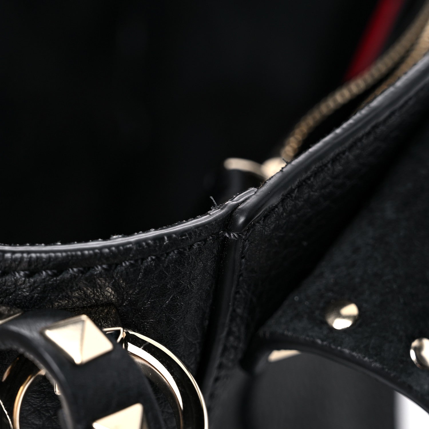 Valentino Garavani Grained Calfskin Rockstud Saddle Bag Black 12 of 15