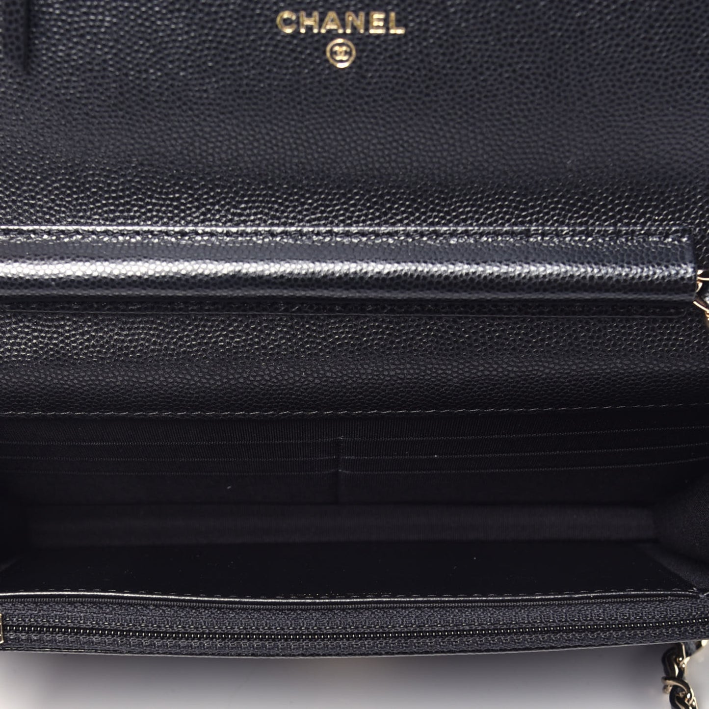 Caviar Quilted French New Wave Chain CC Wallet On Chain WOC Black