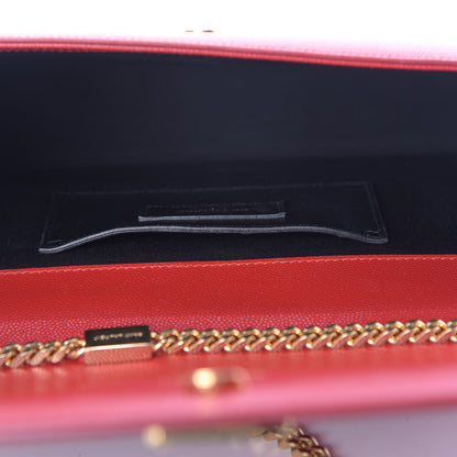 Saint Laurent Grain De Poudre Medium Monogram Kate Satchel Red 7 of 10