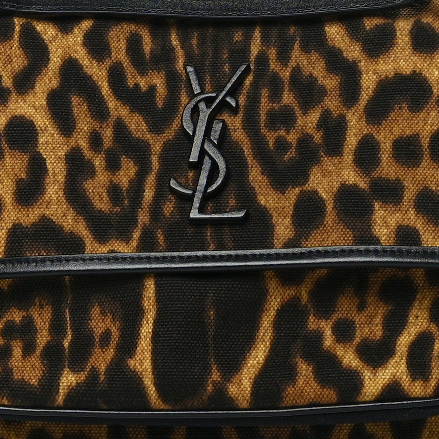 Smooth Calfskin Canvas Leopard Print Medium Niki Chain Satchel Light Natural