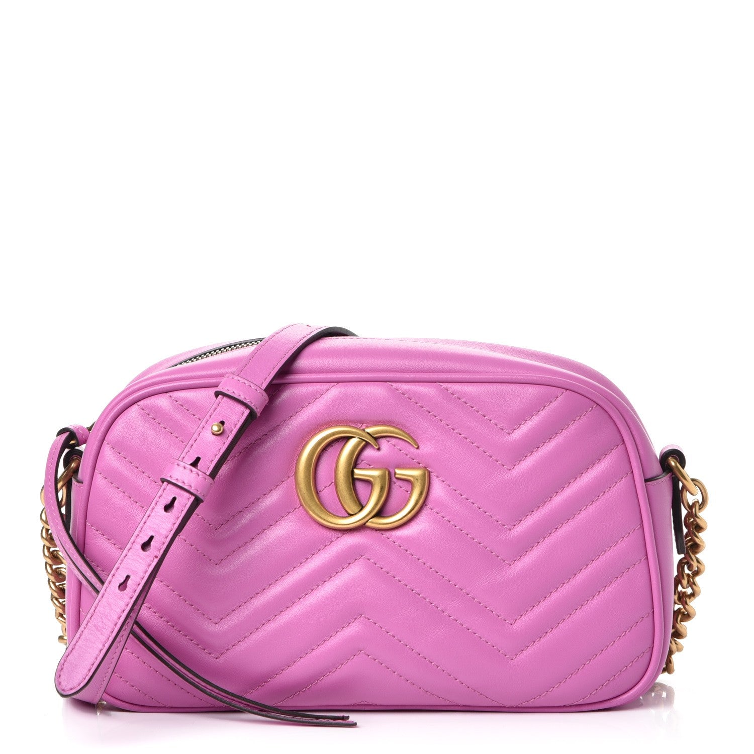 Gucci Calfskin Matelasse Small GG Marmont Chain Shoulder Bag Candy Mousse 1 of 8
